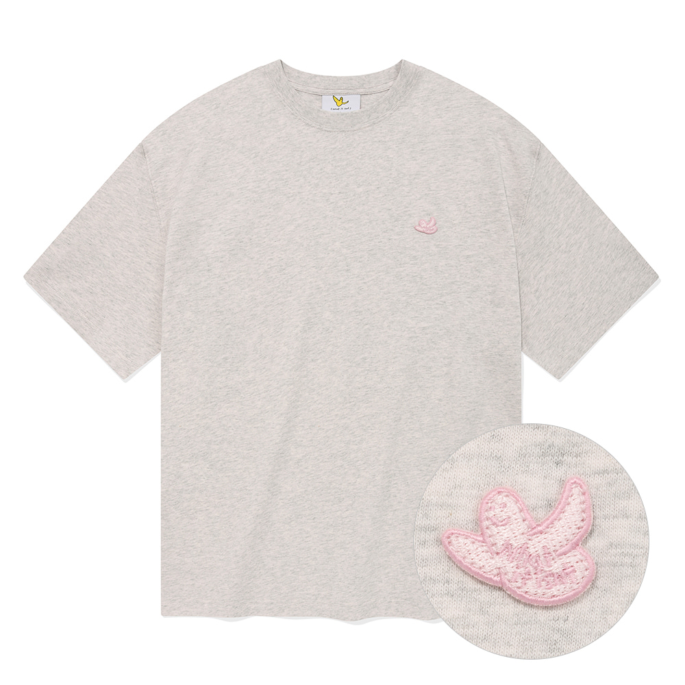 [24SS] 뉴엔젤 와펜 반팔 티셔츠 멜란지 핑크