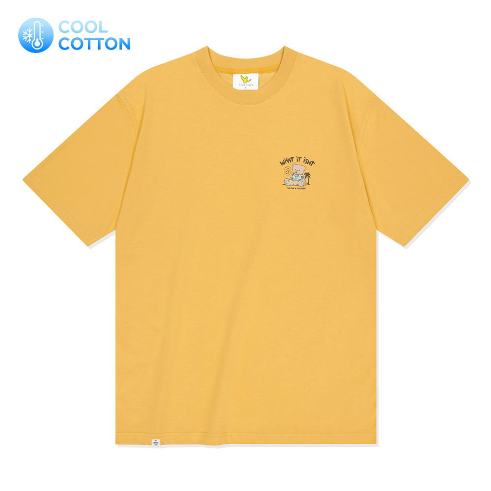 쿨코튼 테디베어 그래픽 반팔 티셔츠 옐로우
